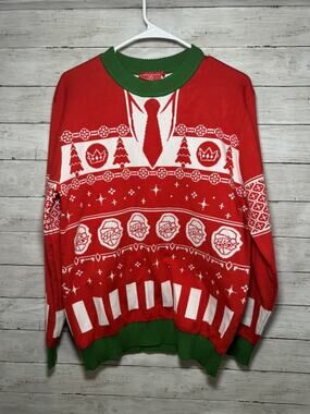Revolt Ranboo Christmas Sweater Holiday Fashion Festive Winter Trees Red Men L